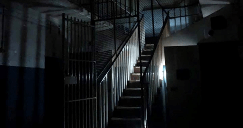 Darkened stairs inside Geelong Gaol